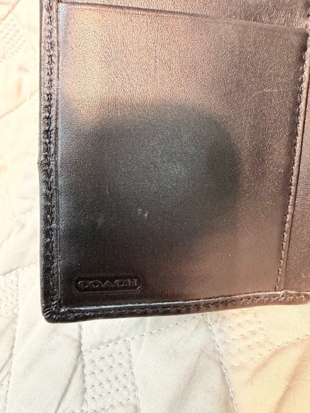 Coach Black Leather Compact Wallet with Coin Zip - Picture 4 of 6